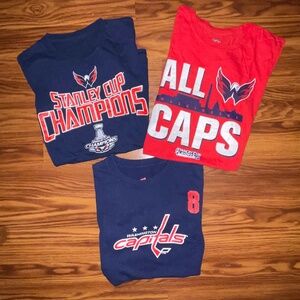 Lot of 3 VGUC Kids Wash. Capitals Stanley Cup & Ovechkin Tshirts